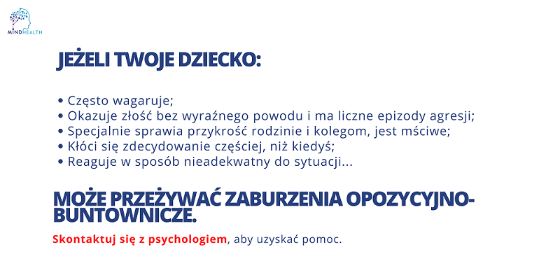Inforgrafika: objawy dziecka z zaburzeniem opozycyjno-buntowniczym